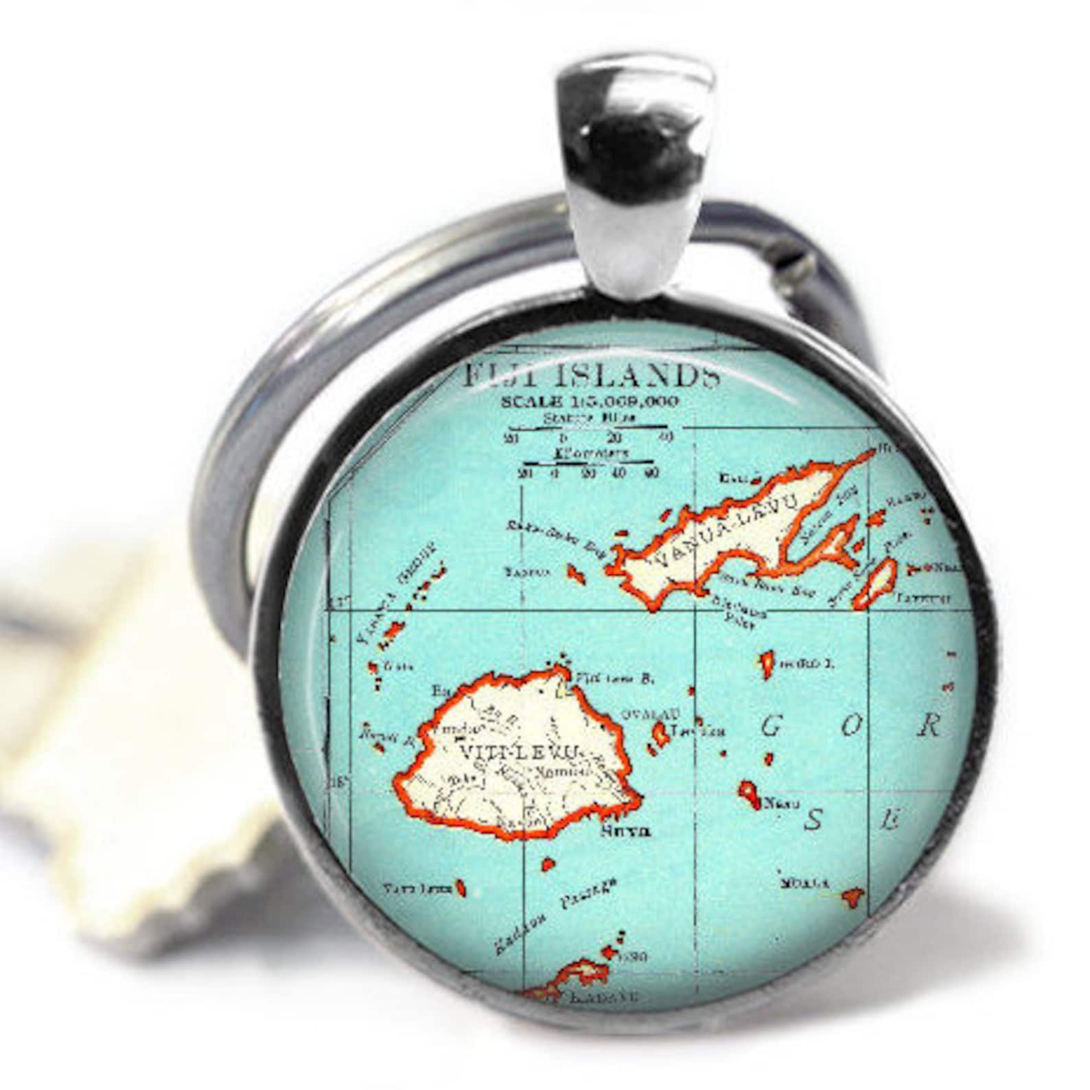 Fiji necklace pendant charm Fiji Islands map jewelry Fiji Etsy
