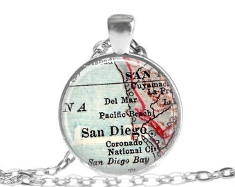 San Diego map necklace Pacific Beach jewelry, photo pendant, California jewelry for Women, mother daughter jewelry, Coronado, Del Mar