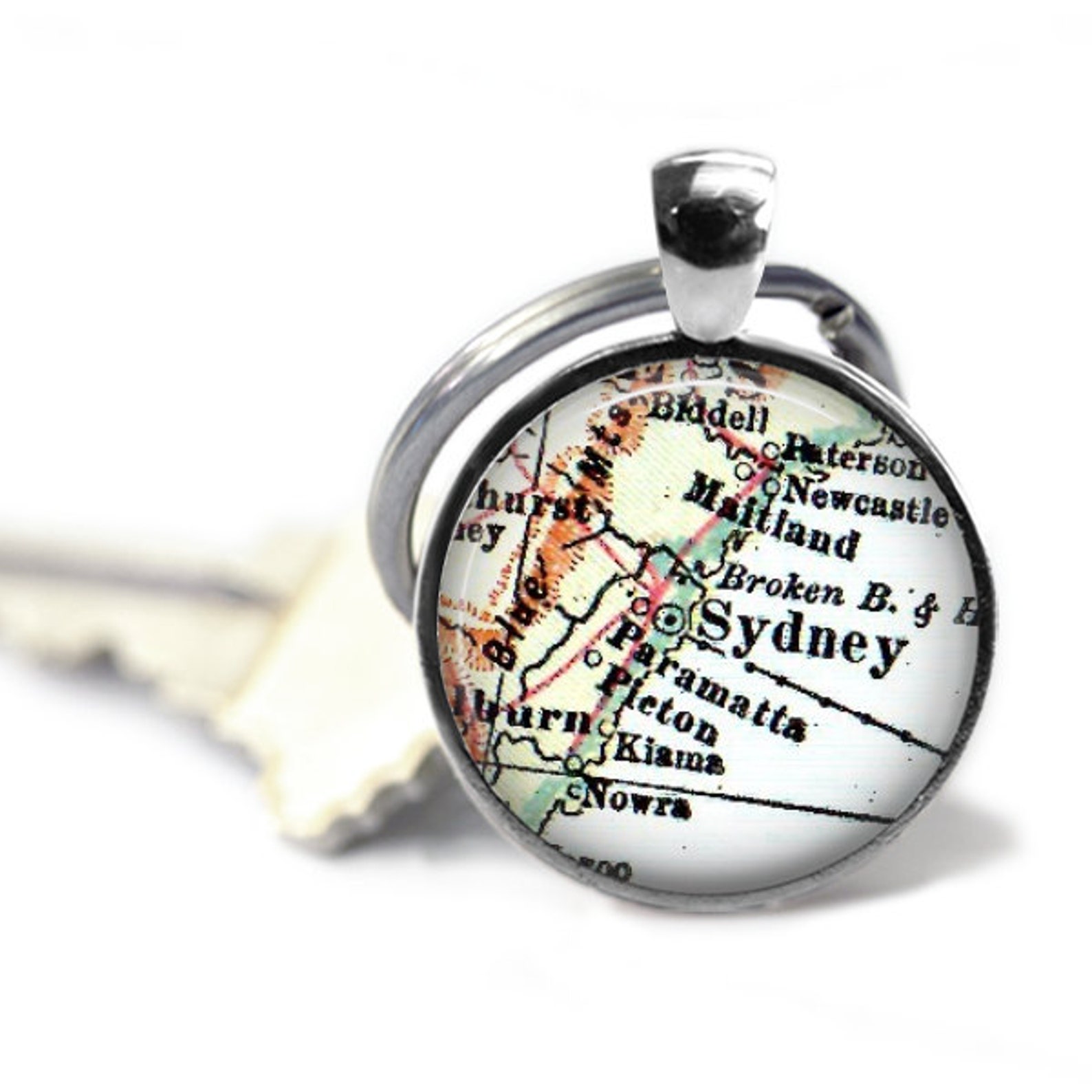 Sydney Australia Map Keychain Personalized Keychain Gift Etsy