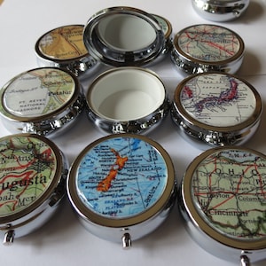 Map Pill Case, Trinket Case, Medicine Case, Trendy Pill Case, Vitamin Holder, Travel Pill Case, Medication Box, Treasure Box, Mom gift