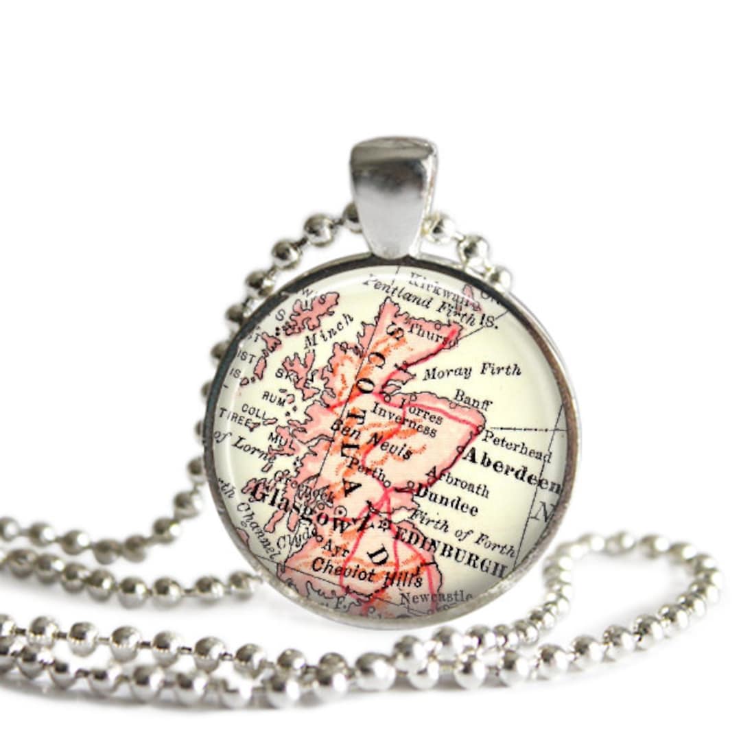 Scotland Necklace Pendant Charm, Scottish Jewelry, Scotland Map Jewelry