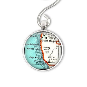Gold Beach, Brookings Oregon personalized map ornament or map keychain, Christmas gift under 20, anniversary gift, best friend gift idea