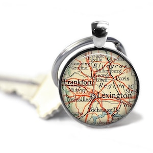 Lexington map Keychain, Kentucky keychain, Lexington gift, Kentucky gift, horse lover gift, horse racing gift, blue grass gift, lexington ky