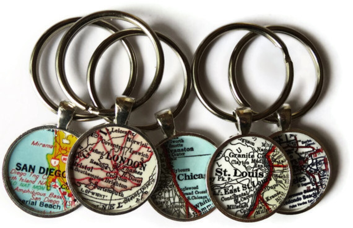 Los Angeles Keychain Personalized Map Keychain for Him Gift Etsy