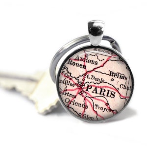 Custom Paris Keychain, France Keychains, Paris Key Chain, Birthday Gift, Travel keychain, Gift for Her, Gift for Him, Paris, France, A177