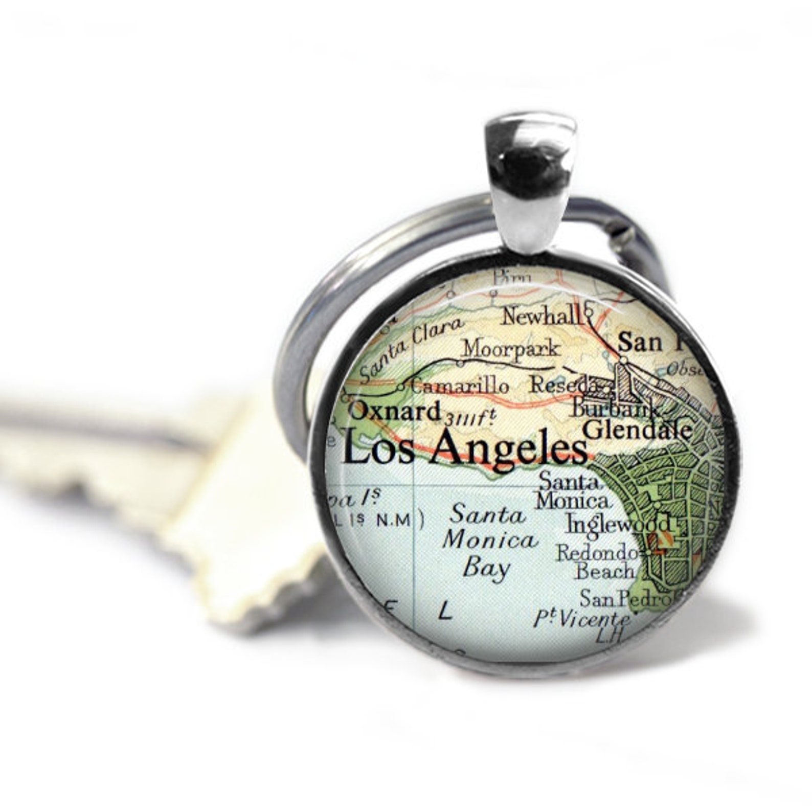 Los Angeles Keychain Personalized Map Keychain for Him Gift Etsy