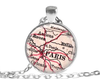 Paris France pendant, French jewelry charms, personalized gift, France Map necklace, Anniversary gift, Travel Keychain, Paris Ornament