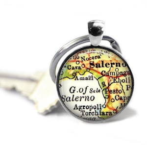 Italy Map Keychain, Salerno Italy, Italian custom keychains, Birthday gift, husband gift, Boyfriend Gift, Italian keychain, A207