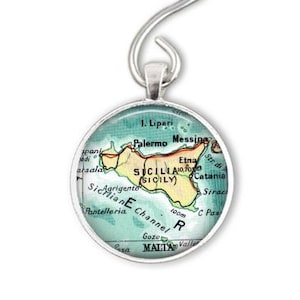 Sicily Map Ornament: Italy Heritage Gift, Palermo & Mt Etna
