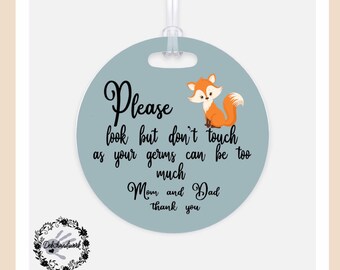 Baby Stroller Tag, Look Don't Touch, Don't Kiss Baby, car seat tag, don't touch, healthy baby, no germs, no kissing, newborn gift