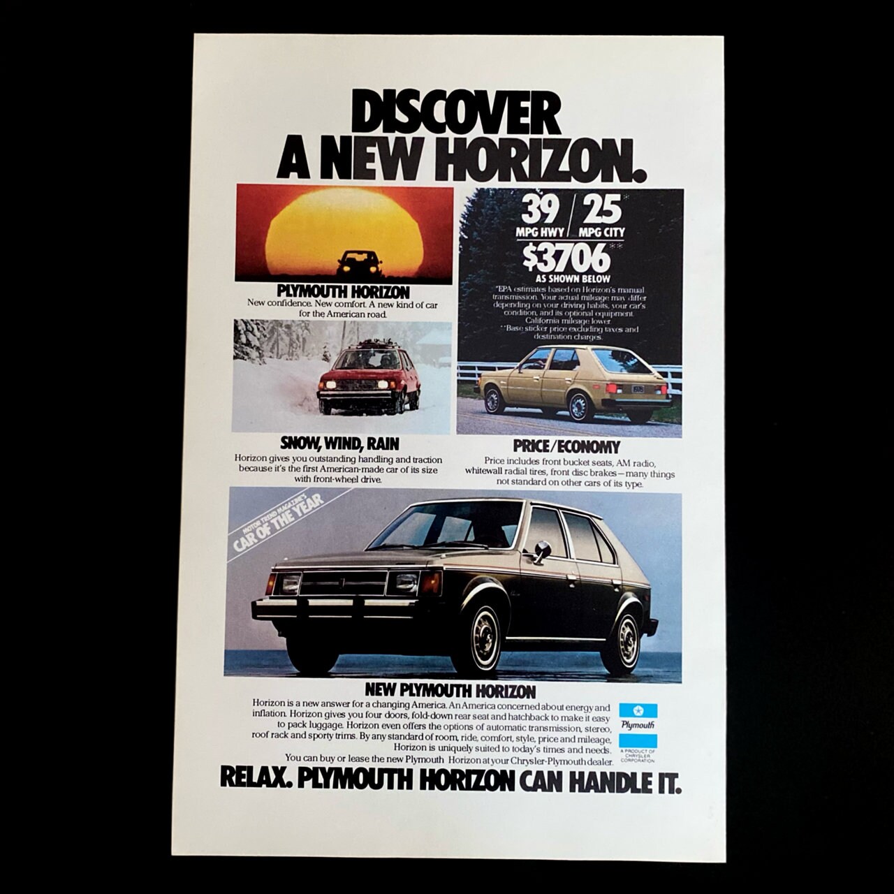 1978 Plymouth Horizon Original Print Ad 6.5 X 10 pic