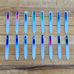 Etched Glass Nail Files with Dichroic Embellishment