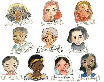 Womens History Sticker Pack 10 Different Designs Vinyl Water Resistant Matte Stickers Planner Laptop