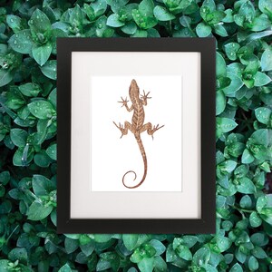 Brown Anole framed watercolor painting, Brown Anole mounted watercolor painting