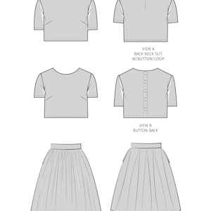 GiGi PDF Sewing Pattern Crop Top Set Womens 0-20 image 3