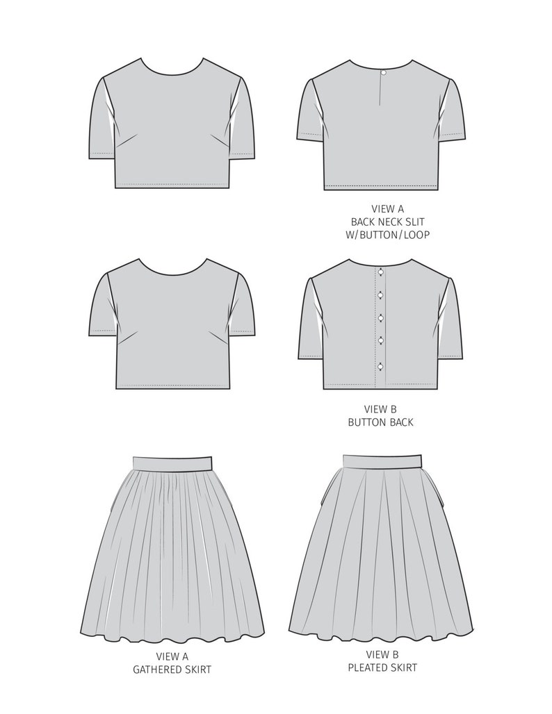 GiGi PDF Sewing Pattern Crop Top Set Womens 0-20 image 3