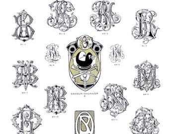 GERMAN MONOGRAMS STENCIL 5x Files Jpg Png Transparent and Reverse Mirror Images Hand Embroidery Sewing Pattern Scrapbooking Instant Download