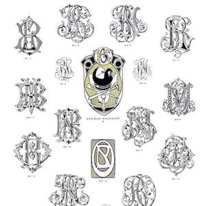 SZABLON NIEMIECKICH MONOGRAMÓW 5x Pliki Jpg Png Przezroczyste i odwrócone obrazy lustrzane Wzór do szycia ręcznego Scrapbooking Natychmiastowe pobieranie