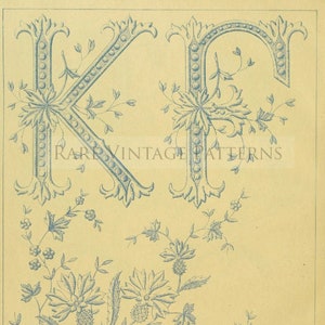 FRENCH FLORAL ALPHABET 12 Lettres A-B-C-D-E-F-G-H-J-K-L-M Jpg 300 dpi Files A4 taille inverse