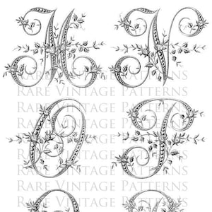 LETRAS DO ALFABETO FRANCÊS M-N-O-P-Q-R Bordado à mão Padrão de costura Jpg Png Pdf Arquivos 5x e iniciais de estêncil reverso Imagens Download digital