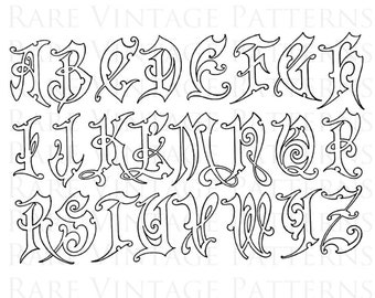 Art Nouveau 24 ALPHABET STENCIL Monogram Initials 5 x Files Jpg Pdf Png Transparent + Reverse Images Scrapbooking Printable Clipart Download