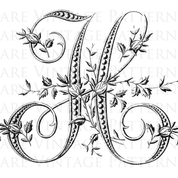 Split Monogram H - Etsy