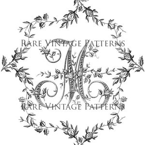 Französisch ALPHABET MONOGRAM Schablone großen Buchstaben -M-4 x Dateien Jpg Png Transparent und Umgekehrte Bilder Hand Stickerei Schnittmuster herunterladen