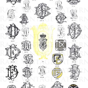 32 ausgefallene Vintage MONOGRAMS Schablone Jpg weiß und Png transparent HintergrundBilder ClipArt - Scrapbooking - Stickerei Instant Download