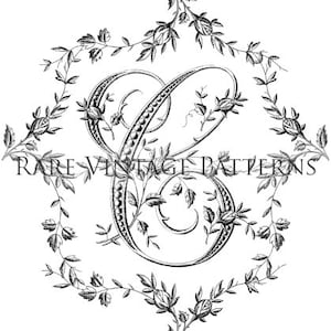 FRANSE ALFABET MONOGRAM stencil grote letter -C- 4 x bestanden Jpg Png transparant en omgekeerde afbeeldingen Hand borduurwerk naaien patroon downloaden
