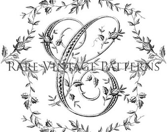 FRENCH ALPHABET MONOGRAM Stencil Large Letter -C- 4 x Files Jpg Png Transparent and Reverse Images Hand Embroidery Sewing Pattern Download