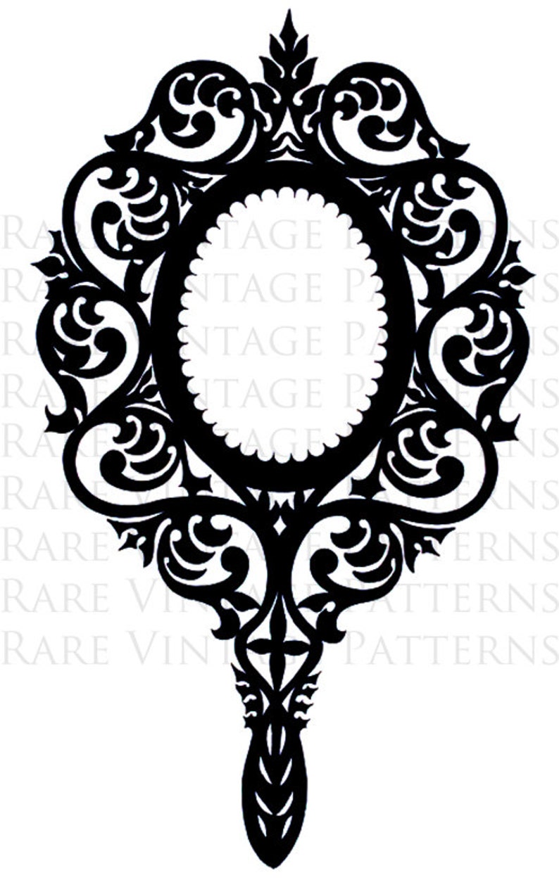 Victorian Ornate Hand Mirror Stencil 2 x Files Jpg Png Etsy