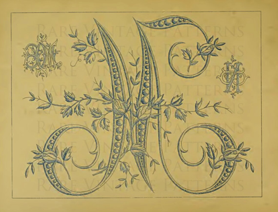 Antike Original Französisch FLORAL ALPHABET großen Buchstaben - Etsy.de