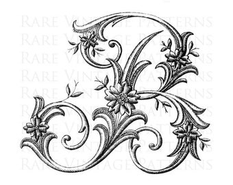 FRENCH ALPHABET #1 STENCIL Large Letter - B - Monogram Initial Png Transparent an Jpg White Background Images Hand Embroidery Sewing Pattern