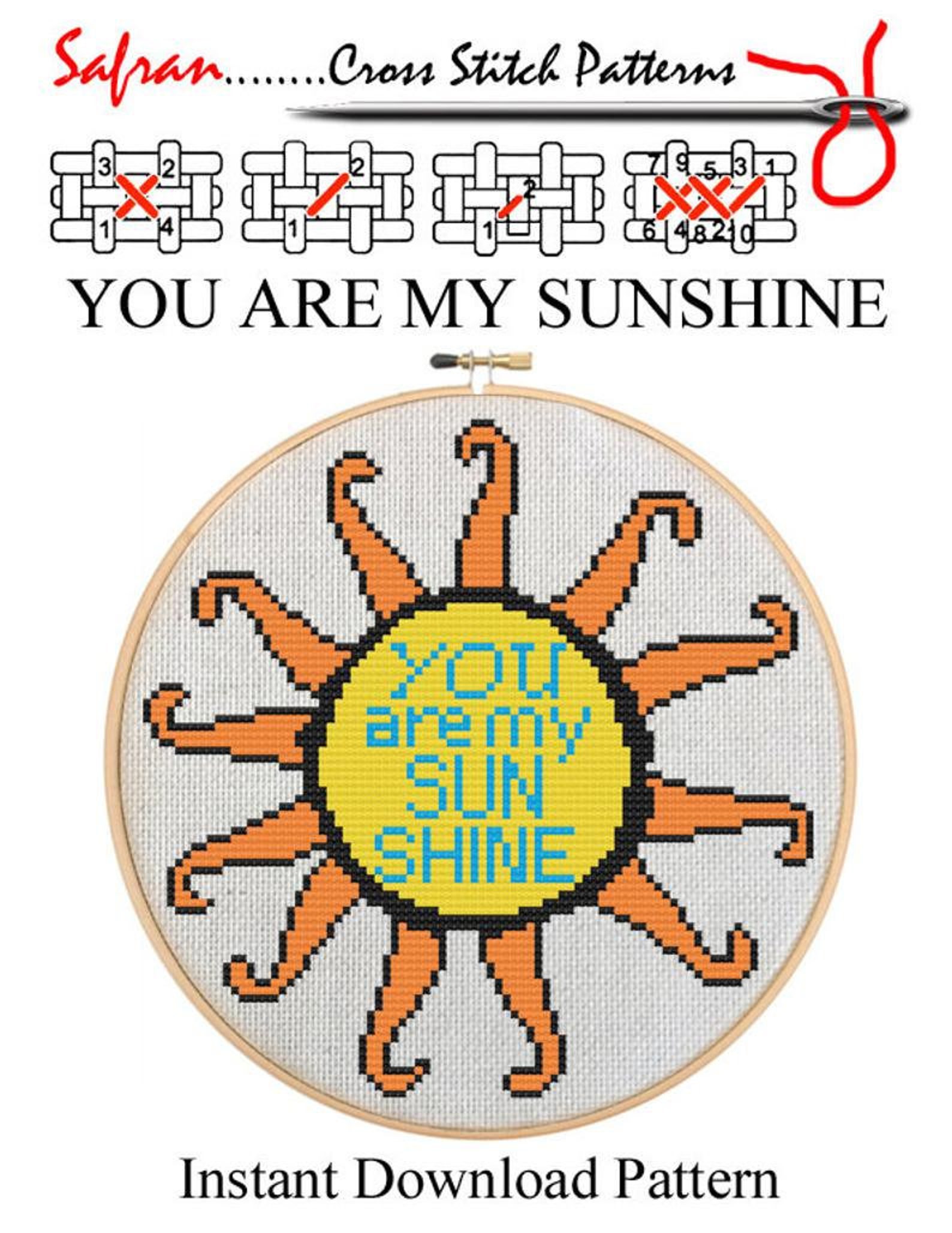 YOU Are My SUNSHINE Home Decor Counted Cross Stitch Pattern - Etsy