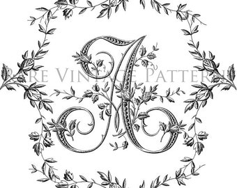 FRENCH ALPHABET MONOGRAM Stencil Large Letter -A- 4 x Files Jpg Png Transparent and Reverse Images Hand Embroidery Sewing Pattern Download