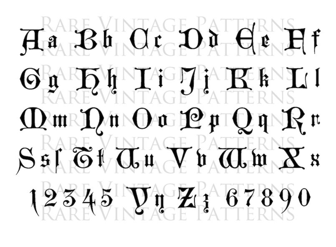 Antique Fancy ALPHABET With NUMBERS 5xfiles Jpg Pdf Png - Etsy UK