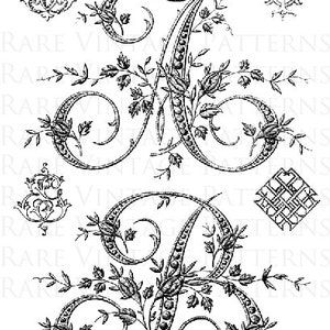 FRENCH ALPHABET LETTERS Stencil Iniziali A-B-C-D 10 x File Jpg Png Trasparente e Immagini Specchio Inverso Modello di cucitura Ricamo A mano