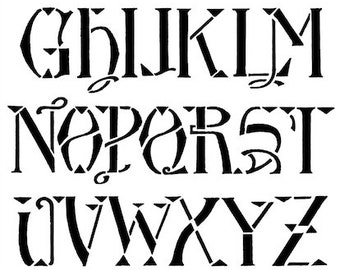 ART DECO ALPHABET Stencil A-Z Initials + Numbers on one A4 page 4xFiles Jpg Png Transparent an Reverse Images Hand Embroidery Sewing Pattern