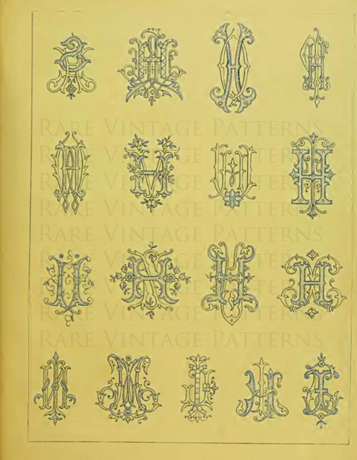 Antique FRENCH MONOGRAMS Original Page Jpg + Pdf Plus Reverse for ...