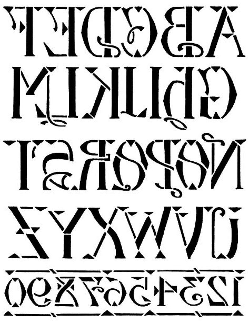 ART DECO ALPHABET Stencil A-Z Initials Numbers on One A4 Page 4xfiles