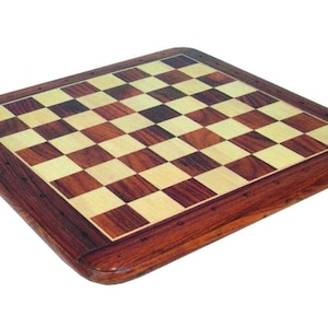 Handmade Acacia Wood Chessboard with Notation, 46cm, Made in Italy