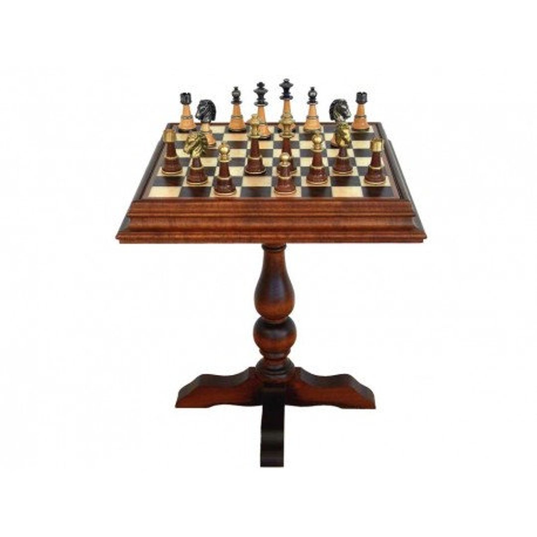 Wooden Chess Table With Beautiful Luxurious Chess Set Etsy
