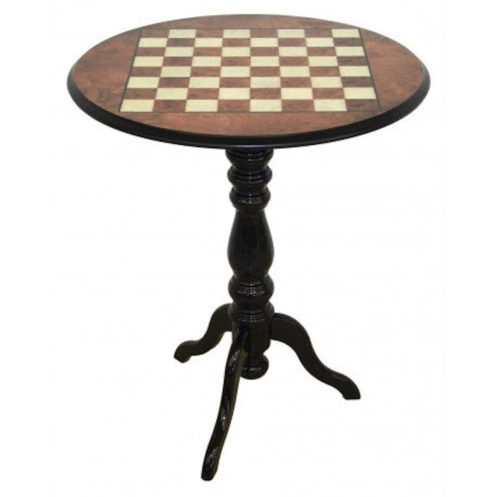 Wooden Round Chess Table with Beautiful Chess Set Etsy