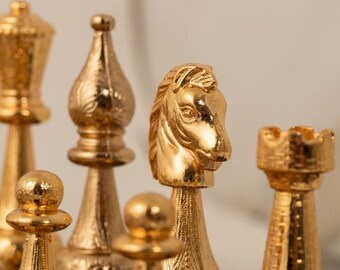 Large Arabesque Contemporary Staunton Metal Chess Set by Italfama