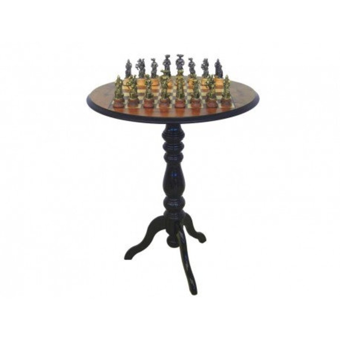 Wooden Round Chess Table with Beautiful Chess Set | Etsy