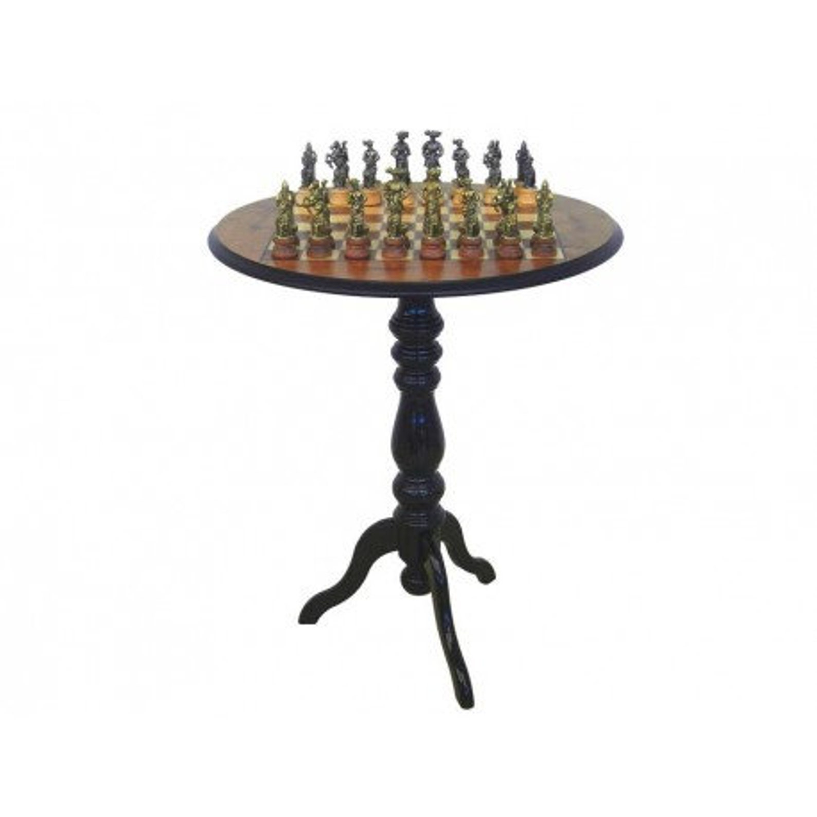 Wooden Round Chess Table with Beautiful Chess Set | Etsy
