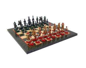 CAMELOT: Scacchiera con base in legno di radica