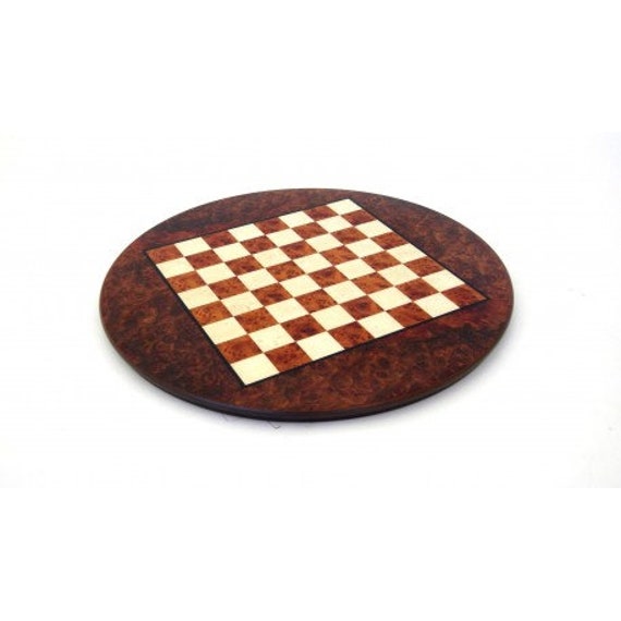 Solid Brass Pieces and Chess Table with Inlaid Briar Elm Board - Chessmove