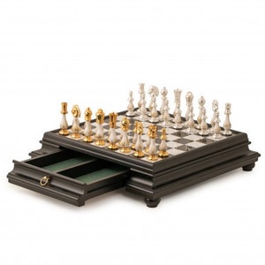 Italian Arabesque Metal Staunton Chess Set by Italfama