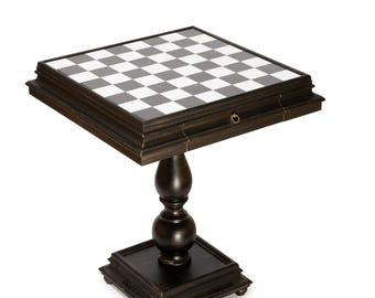 Wooden Chess Table with Beautiful Alabaster Top (Table Only, No figures)